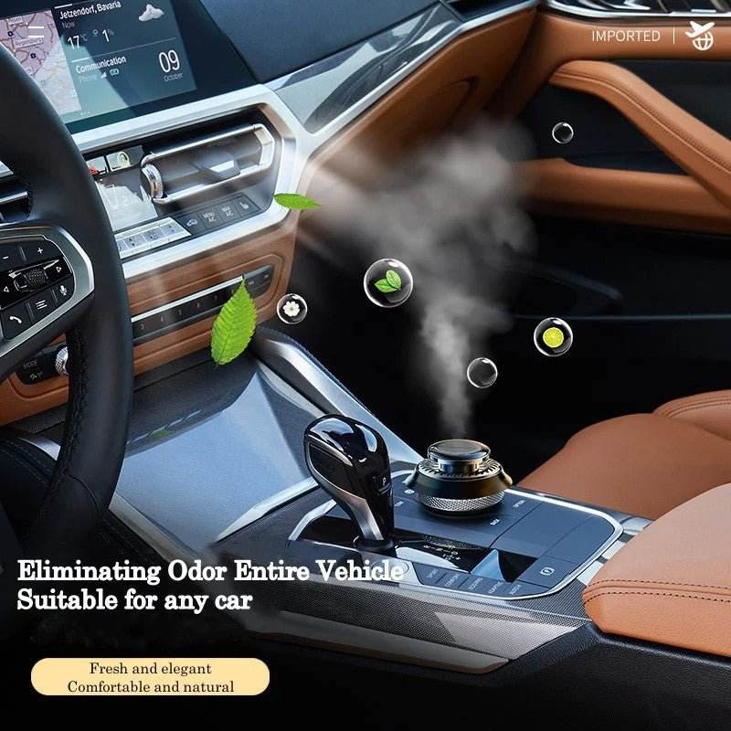 Portable Solar-Powered Kinetic Car Air Freshener | Double Ring Rotating Perfume & Fragrance Diffuser - Autoxmatch