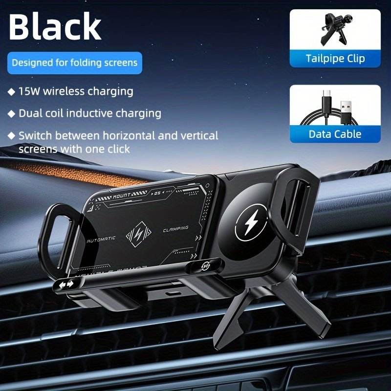 Wireless Charging Phone Holder – 90° Rotating Car Mount, Universal - Autoxmatch