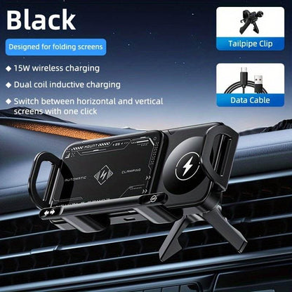 Wireless Charging Phone Holder – 90° Rotating Car Mount, Universal - Autoxmatch